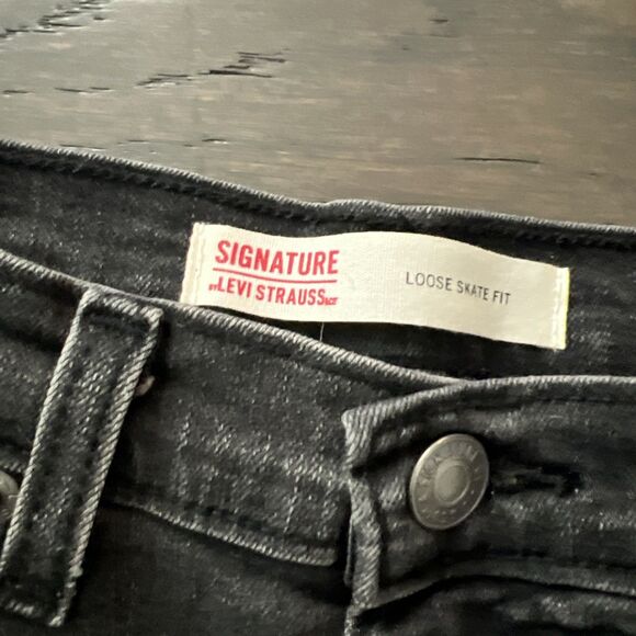 Levi’s Signature Shorts Boys 18 Regular Loose Skate Fit Black Denim Y2K - Picture 2 of 7